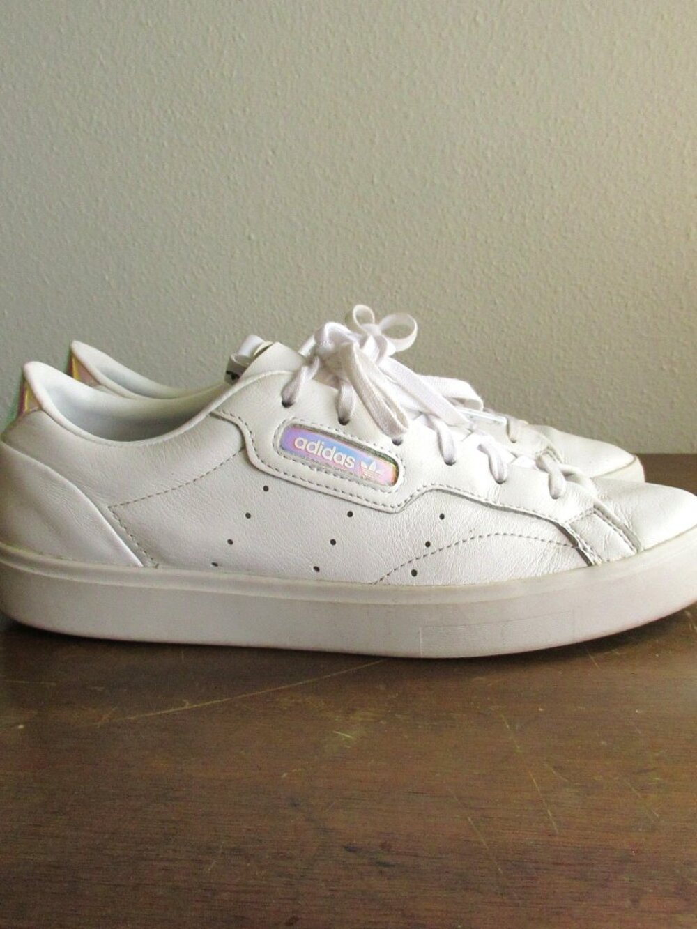 Adidas N‑4 White Leather Sneakers EG2685 – Women’s 8 Iridescent Heel